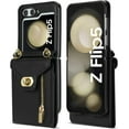 thumbnail image 6 of Phone Case for Samsung Galaxy Z Flip 5 5G 2023 Wallet Cover with Credit Card Holder Zipper Slot Shoulder Crossbody Strap Lanyard Leather Stand Cell ZFlip5 Z5 Flip5 5Z Women Girls Black, 6 of 14