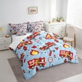 thumbnail image 3 of Erosebridal Fire Truck Bedding Sets Queen Size, Firefighter Bedding Queen Size, Cartoon Firemen Car Reversible Comforter Sets with Sheets, Microfiber Room Decor, 7 Pieces, 3 of 6