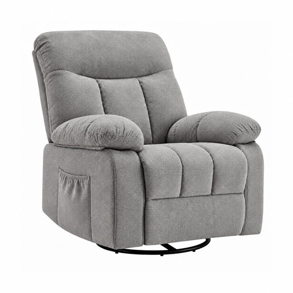 Alvantor Rocking Chair with 270-Degree Swivel, Vibration Massage, Lumbar Heat and Chenille Upholstery, Gray, 36.22 x 37.80 x 40.55 in