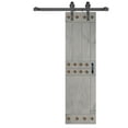 thumbnail image 2 of Mid-Century Style 24in.X 84in. French Gray  Finished Knotty Pine Wood Barn Door with  Hardware Kit, 2 of 7