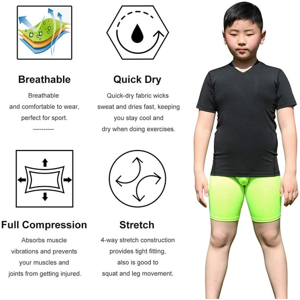 LANBAOSI Kids Compression Shirt Underwear Boys Youth Under Base Layer Short  Sleeve Top for Unisex Size 10 