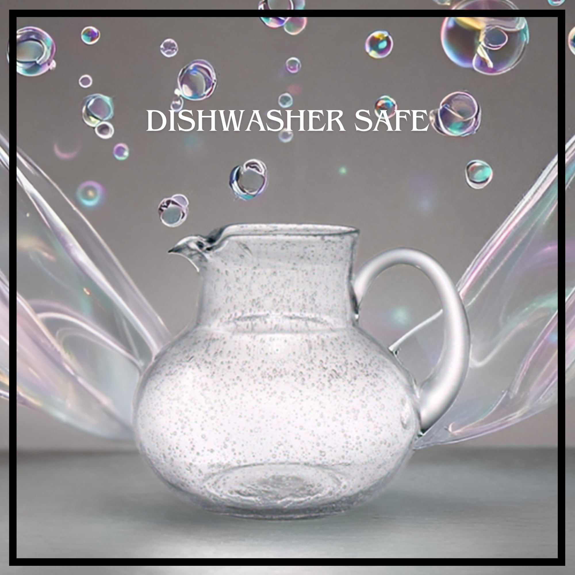 Artland Iris 90 Oz Handblown Glass Pitcher - Bubble Shape, Lead-Free - Versatile Drink Dispenser for Water, Juice, Cocktails - Enhanced Kitchen Decor, Dishwasher Safe (Clear)