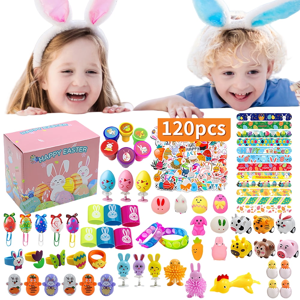 Hersfrd 120 Pcs Basket Stuffers Fillers Easter Eggs for Kids Girls Boys (Style A)