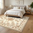 thumbnail image 3 of ODIKA 6'x9' Ultra-Soft Area Rug, Carpetas Tan Vintage Botanical Scroll Farmhouse Border Para Sala None Washable, Bare feet friendly, Silk-Touch for Guest Room, Bedroom, 3 of 7