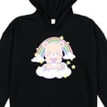 thumbnail image 2 of Bear Heart & Rainbow Youth Black Long Sleeve Hooded Sweatshirt With 3D Ears-Small, 2 of 7