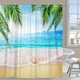 thumbnail image 2 of Beach Shower Curtain, Summer Seaside Scene Ocean Island Tropical Palm Leaf Printed Weighted Bottom Bathroom Curtain Waterproof Fabric Machine Washable with Hooks,72" Wx72 L, 2 of 6