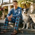 thumbnail image 6 of Vulcanodon Mens Pajama Sets, Soft Lounge Pajama for Men Long Sleeve Cozy Sleepwear with Pockets（DARK NAVY MEL./BROWN BLUE PLAID, S）, 6 of 6