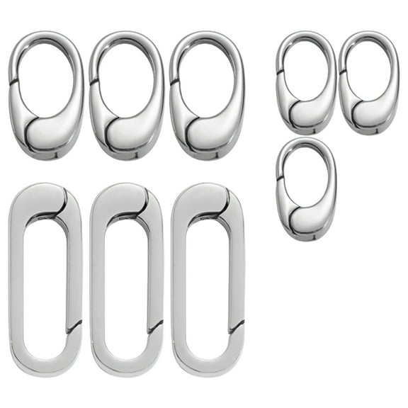 BYNNIX Set of 9 Oval Clasps for Jewelry Making Closed Spring Rings Metal Secure Closure Necklaces and Bracelets Connectors