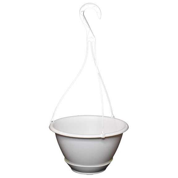 10" White Plastic Hanging Basket with Saucer for Indoor/Outdoor Use by (5)