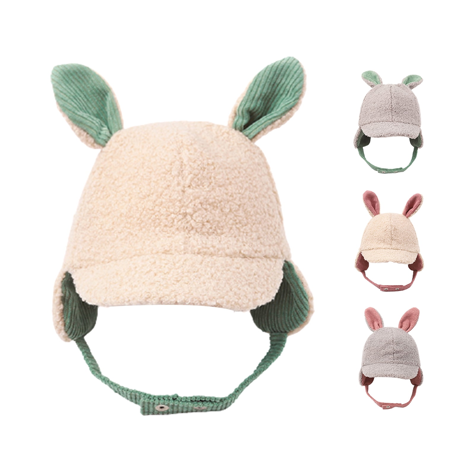 Details about   AB_ Autumn Baby Winter Children Fleece Rabbit Ear Pattern Cap Adjustable Warm Ha 
