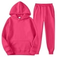 thumbnail image 5 of Boys Girls Toddler 2 Piece Sweatsuit Hoodie Sweatshirt and Sweatpants Solid Kids Jogging Clothing Set Hot Pink, 3-4Y, 5 of 6