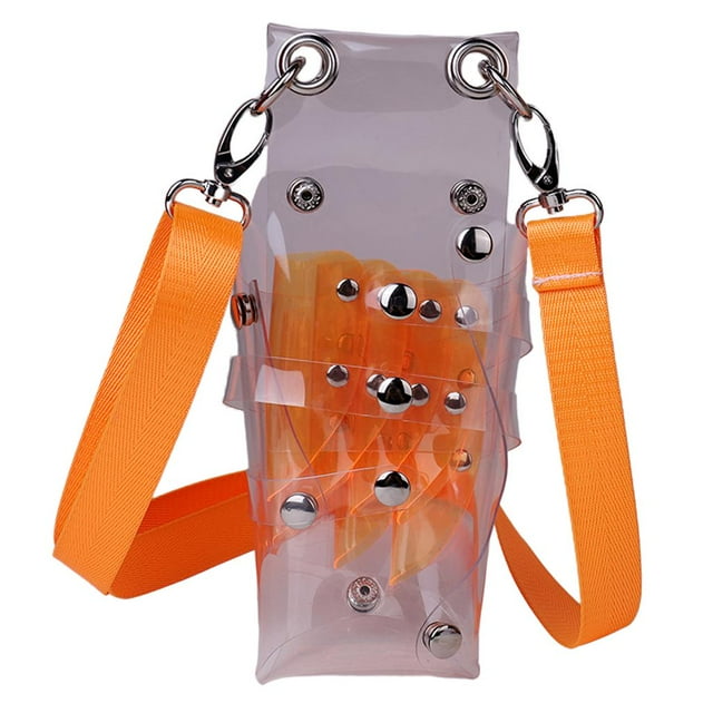 Funda de tijera para el cabello Zulema Cintura transparente Cinturón de hombro naranja 8x22 cm