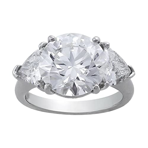 HeartsAndYou 3ct Round Trillion Cut Moissanite Three Stone Solitaire Ring 18k White Gold over Silver