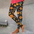 thumbnail image 5 of Cavosen Halloween Women's Leggings in Clothing Pumpkin Spider Print Basic Yoga Pants Leggings Long Pants Tight Elastic Waist Ankle Length Pants Halloween Holiday Trousers Orange M, 5 of 6