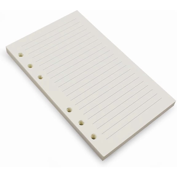 6-Ring A6 Binder/Planner Refill Paper, 6 Hole,6 3/4 x 4 1/8 Inches Refillable Beige Paper for Loose Leaf Binder Notebook Diary Traveler Journal, 80 Sheets/160 Pages,Lined