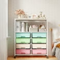 thumbnail image 5 of KK KINGRACK 8 Drawers Storage Cart with Wooden Top, Multipurpose Utility Rolling Cart with Opening Shelf&Wheels, Rainbow, 5 of 6