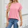 thumbnail image 5 of Qepwsc Womens T Shirts Short Sleeve Solid Casual Crew Neck Tops Ladies Blouss Sweatshirt Going Out Tops Cute Blouses Loose Fits Fashion Clothes 2025 Tees S-XXL, 5 of 8