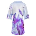 thumbnail image 6 of Purple Butterfly Womens Dress With Pockets Summer V Neck 3/4 Sleeve Dress Plus Size Loose Dress, 6 of 7