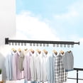 thumbnail image 2 of 1pc Aluminum Alloy Folding Drying Rack, Clothes Drying Rack, Foldable Telescopic Drying Rack, Wall-mounted Collapsible Drying Rack, Space Saver Clothes Rack With Hooks, For Balcony, Laundry, Bathroom, 2 of 5