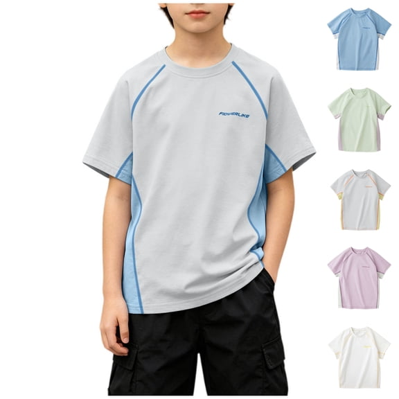 Asxite Toddler Tshirt Breathable Short Sleeve Raglan Crew Neck Active Summer Tops 5-15Y