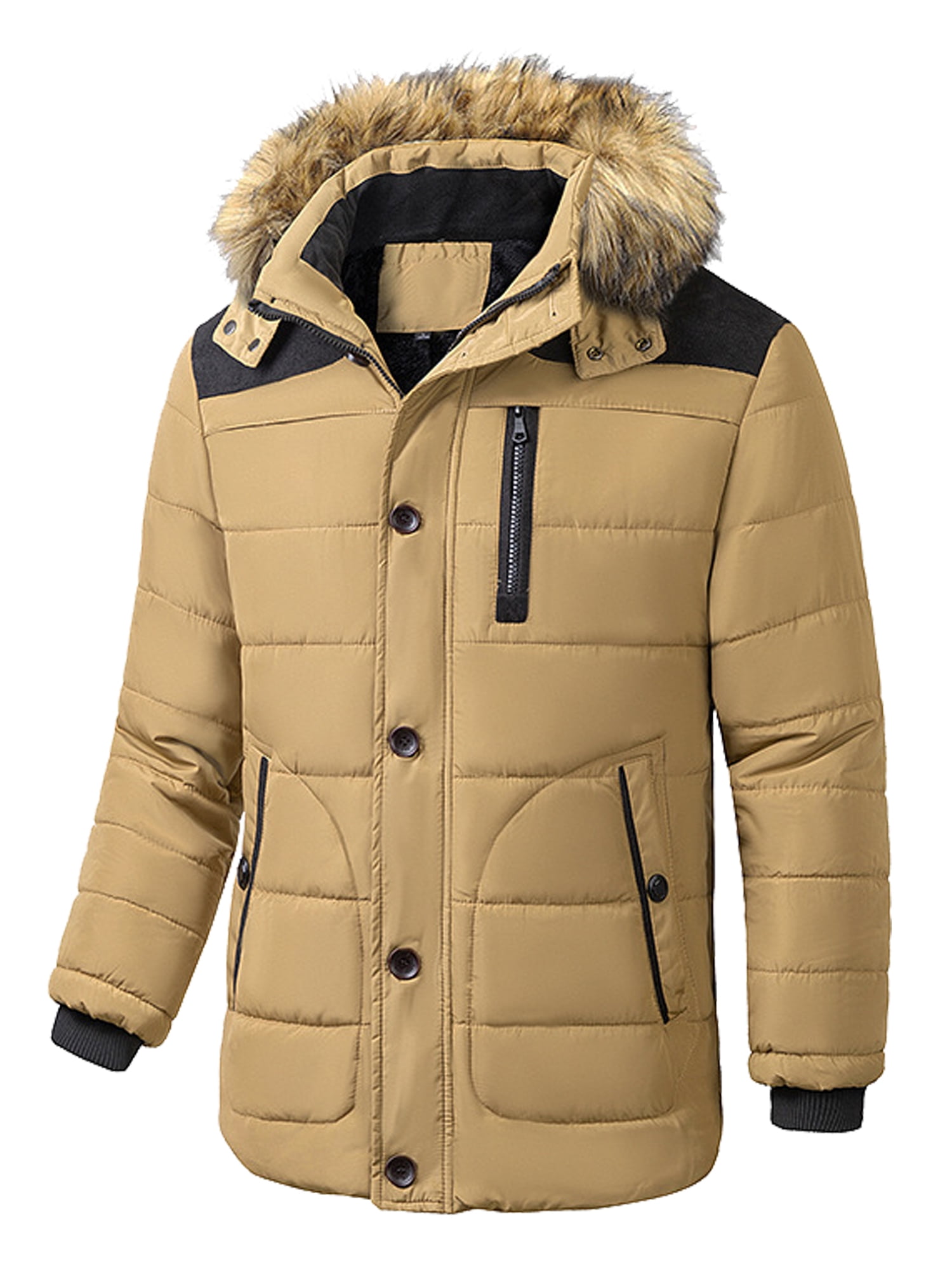 Men's Padded Thick Fleece Warm Winter Jacket Full Front Zip Closure Size S-5XL 