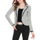 thumbnail image 2 of Chaqueta tipo blazer de rayas ligeras con decoración de botones de solapa con muesca para mujer Blanco negro M, 2 of 6