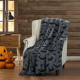 thumbnail image 3 of Harvest Plush Flannel Throws Pumpkins Ghosts Witches & Bats 50" x 70" Teal Pumpkins, 3 of 5