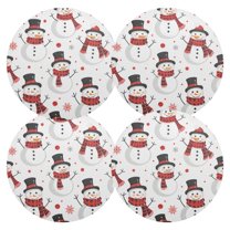 Ryvnso Snowman on White Round Plate Mats Dining Table Placemat Set of 4 for Holiday Decoration