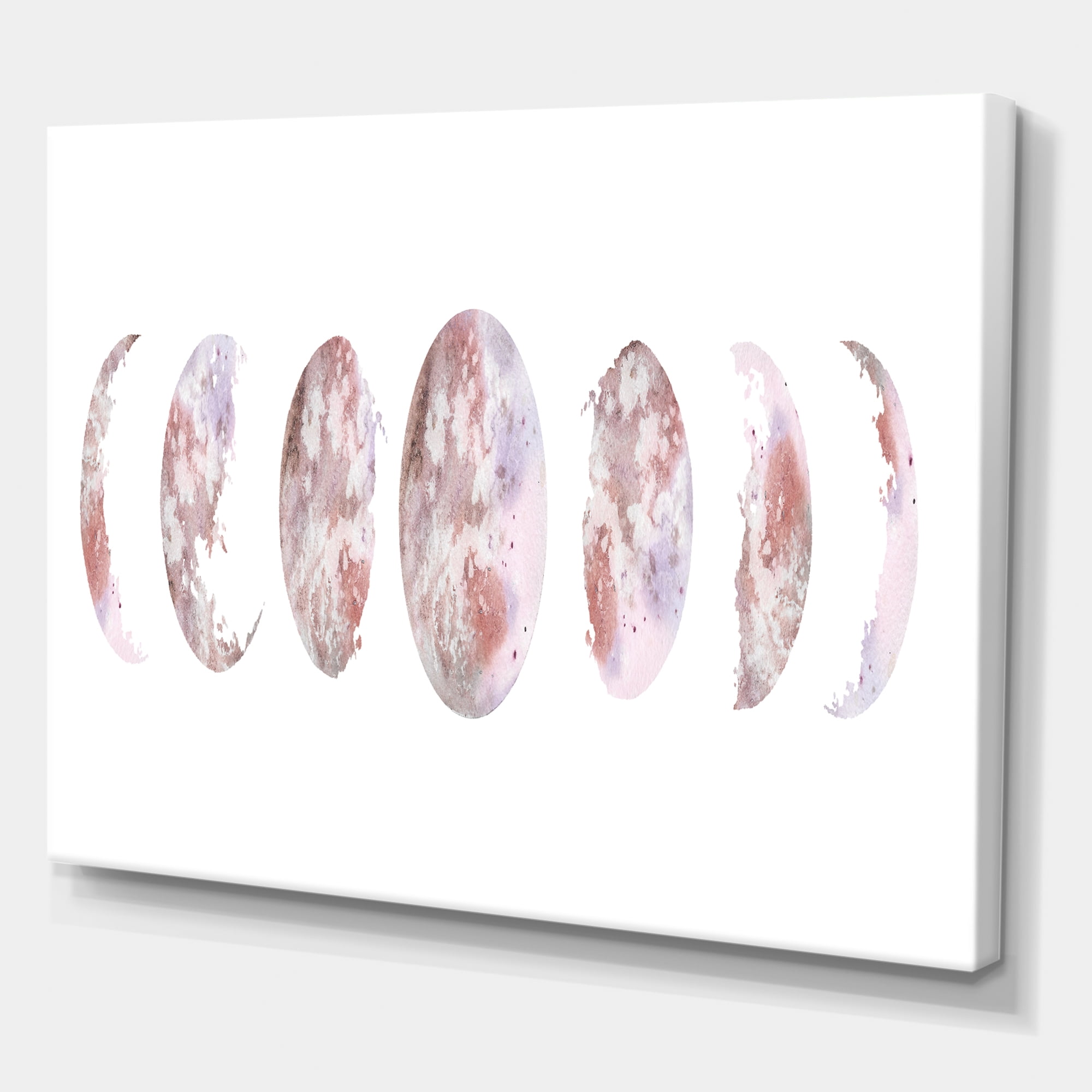 Moon Phases On White 32 in x 24 in Painting Canvas Art Print, by Designart
