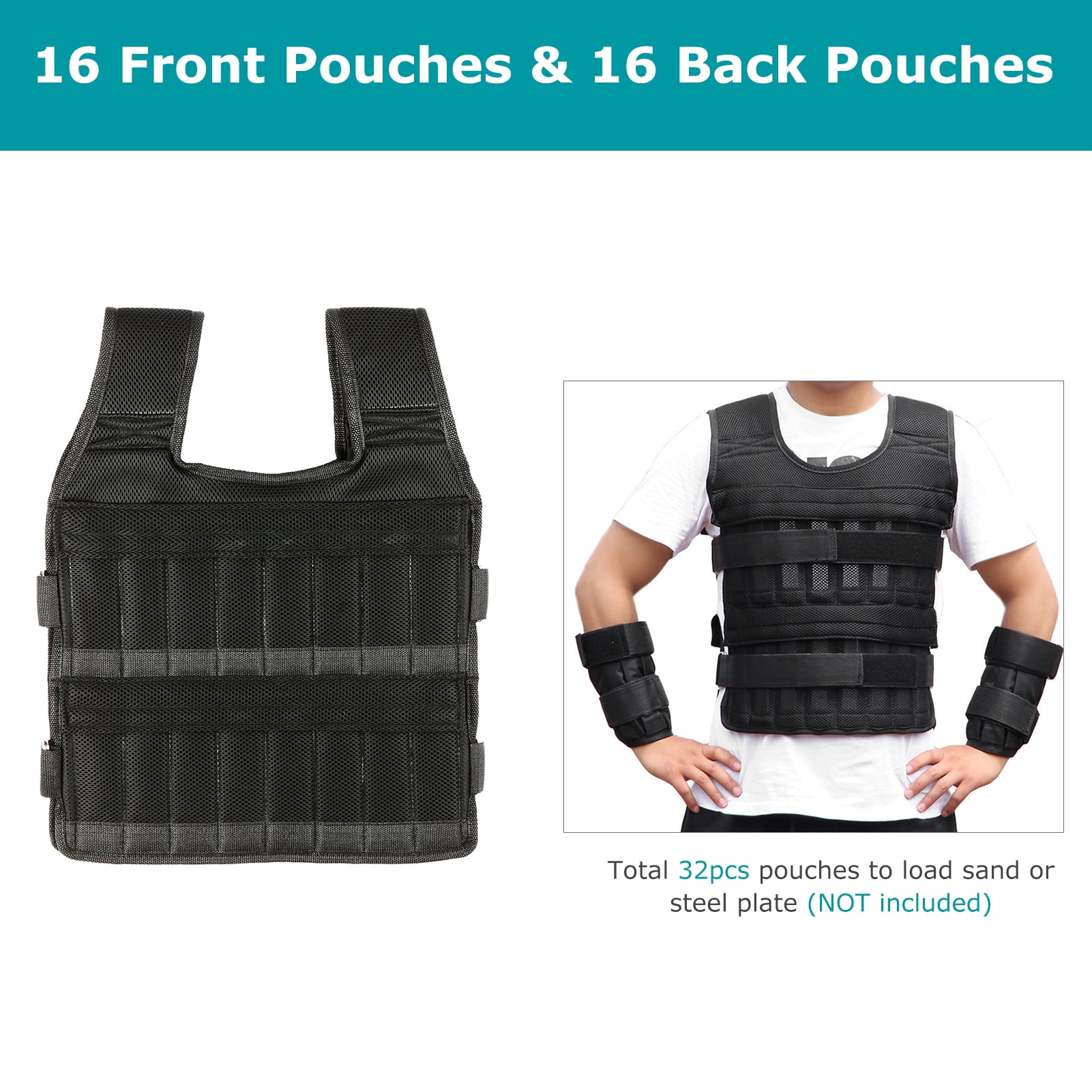 Adjustable Weighted Vest + Leg Weights + Arm Weights for Men(77, 13 & 11 lbs), 3-in-1 Weighted Running Vest for Walking, Jogging & Strength Training, Ideal Weighted Workout Vest for Men