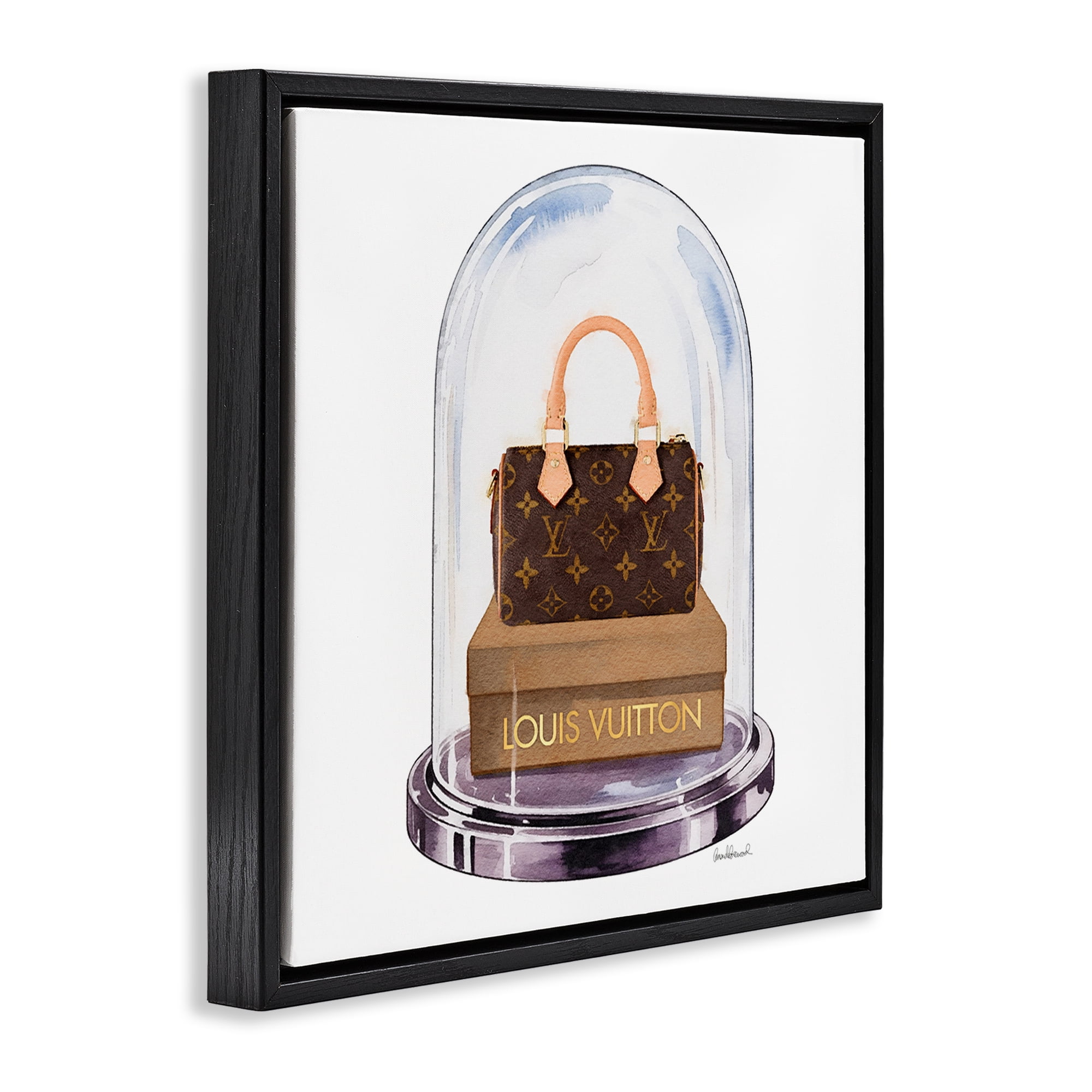 Stupell Industries Glam Purse Bell Jar Black Framed Floater Canvas Wall Art, design by Amanda Greenwood