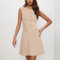 thumbnail image 2 of Women's Formal Work Mini Dress Casual 2025 Summer Sleeveless Elegant Button Bussiness Office Outfits, 2 of 8