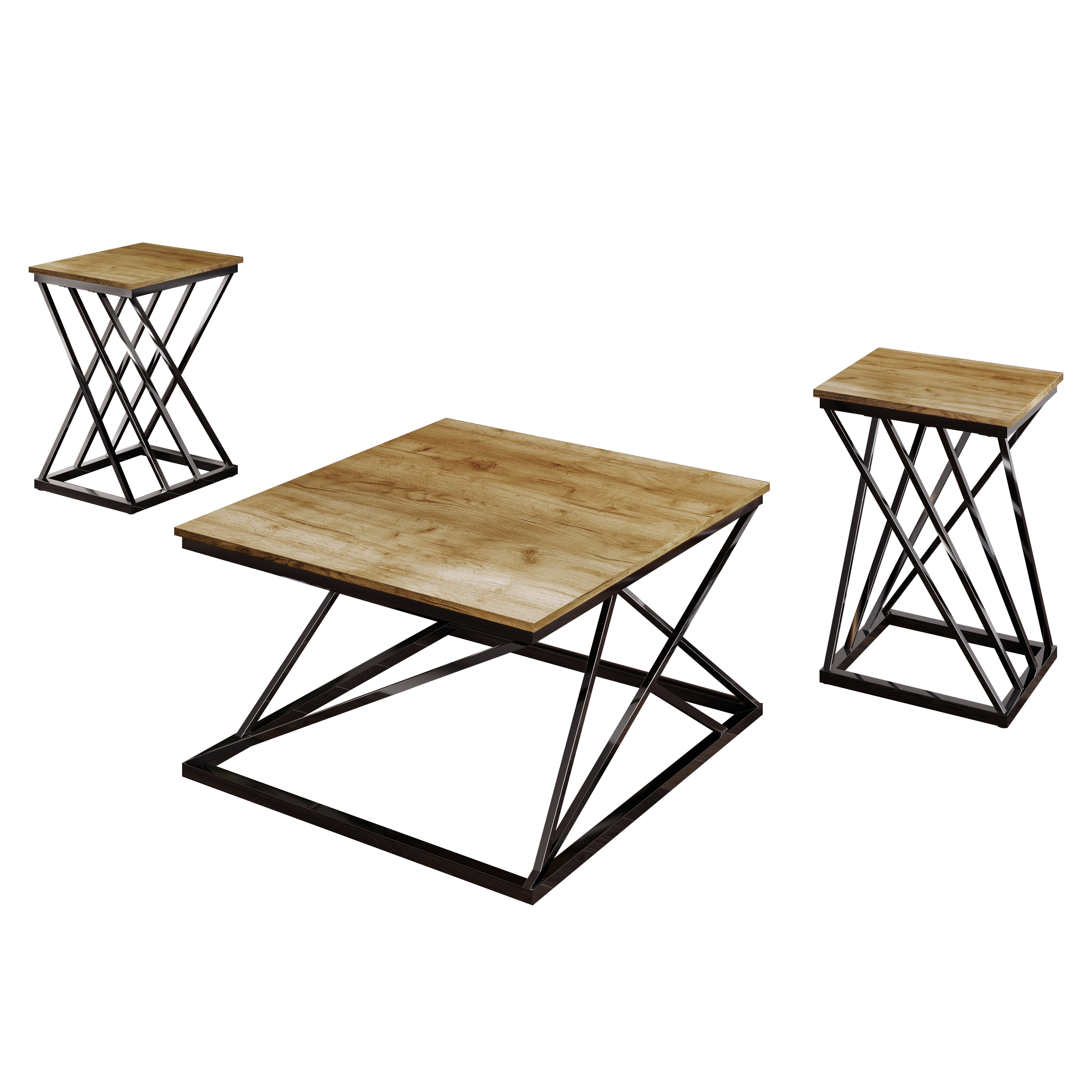 Castle Place Shabby Chic 3- Pieces Coffee Table Set, Light Oak