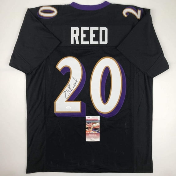 Autographed/Signed Ed Reed Baltimore Black Football Jersey Beckett BAS COA