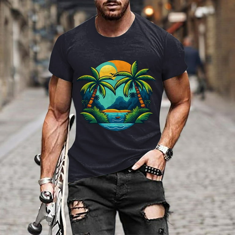 SZXZYGS Mens Shirts Graphic Vintage Men Fashion Spring Summer Casual Short  Sleeve O Neck Printed T Shirts Top Blouse