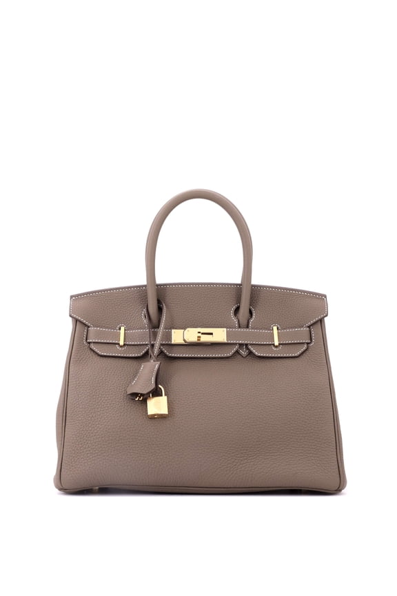 Pre-Owned Birkin Handbag Grey Togo with Gold Hardware 30 By Rebag