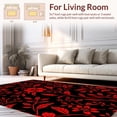 thumbnail image 2 of Flatwoven High Traffic Area Rug, Mystic Garden Bloom Black & Crimson Tones, Non Slip, Stain Resistant, Washable Area Rugs for Living Room, Bedroom(Black, 8X8), 2 of 8