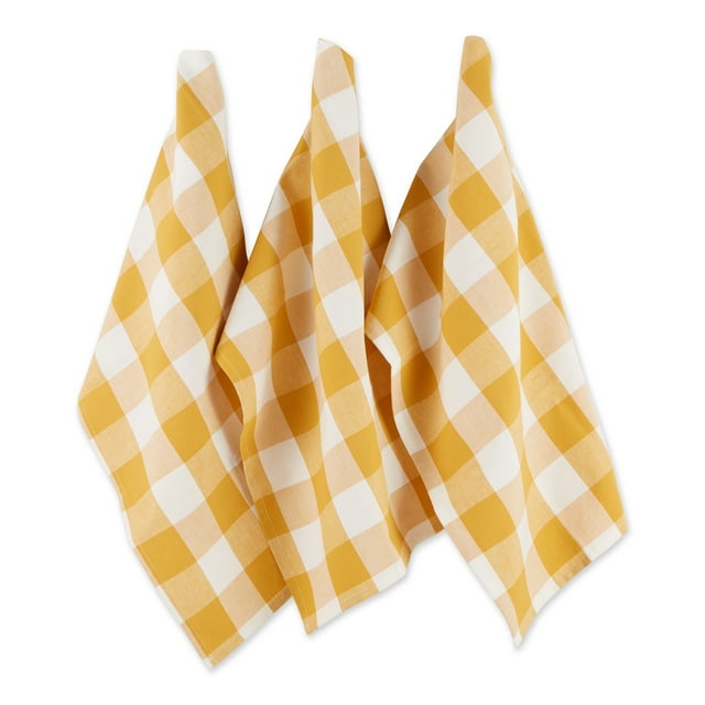 Design Imports CAMZ12342 DII Torchon à Carreaux en Buffle Doré au Miel (Lot de 3)