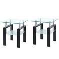 thumbnail image 3 of Tempered Transparent Glass End Table, 2-Layers Small Table with Storage, Living Room Side Table, 3 of 5