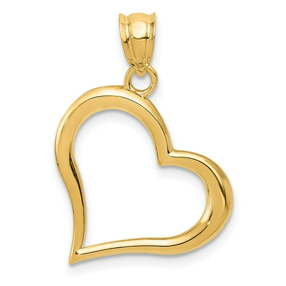 Real 14kt Yellow Gold Polished Dangling Heart Pendant; for Adults and Teens; for Women and Men