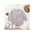 thumbnail image 2 of Seyurigaoka Newborn Baby Girls Romper Tops Floral Ribbed Playsuits Long Sleeve O Neck Loose Casual Jumpsuits for 0-24M Toddler Kids, 2 of 9