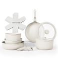 thumbnail image 2 of Cookware Set with Removable Handle Oven RV Safe Pots and Pans Set Cream Original, 2 of 7