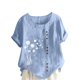 thumbnail image 3 of TaTaai Women's Everyday Casual Blouse, Linen Feel Round Neck T-Shirt, Short Sleeve Comfortable Top for All Occasions Gift, 3 of 5