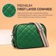 thumbnail image 5 of Bolso bandolera para cámara para mujer, bolso de hombro con correa ancha de cuero auténtico, bolso mensajero de doble capa con entramado rómbico, 5 of 6