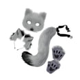 thumbnail image 4 of Máscara facial de Halloween jinwen con orejas y Cola de animal Gris Negro, 4 of 8