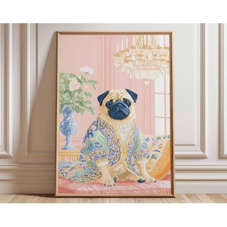 Regal Pug Dog Royal Costume Quirky Pet Portrait Animal Lovers Wall Art Print Unframed Paper Poster 11x14in