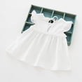 thumbnail image 3 of Huowey Toddler Kids Baby Girls Ruffle Dress Sleeveless Solid Color Crewneck Linen Breathable A-Line Elegant Party Dress Casual Fashionable Cozy Stylish Formal Birthday Clothes,White,18-24 Months, 3 of 6