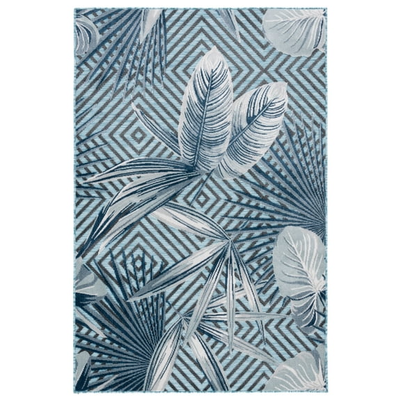 SAFAVIEH Cabana Salima Indoor/Outdoor Area Rug, Aqua/Navy, 5' x 8'