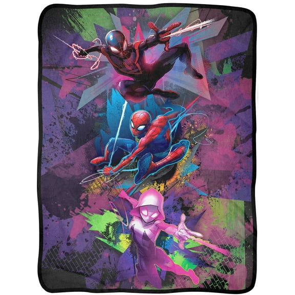 Marvel Spider-Man Throw Blanket - Into the Spider-Verse Mile Morales Spider-Gwen Lightweight Soft Fleece Throw Blanket for Bed & Couch 45" x 60"