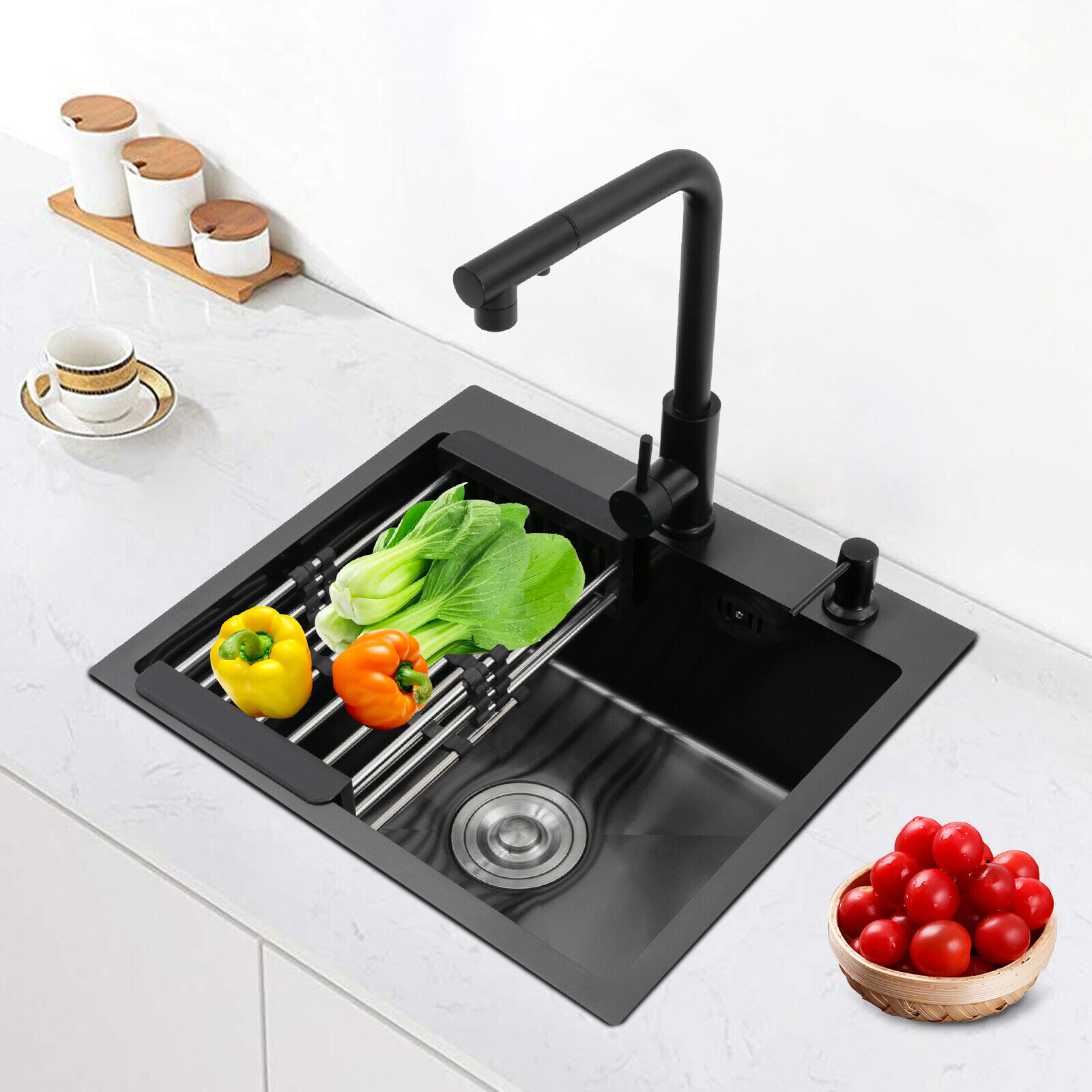 Kitchen Sink Stainless Steel Sink Black Stainless Steel Built-in Sink W/Tap